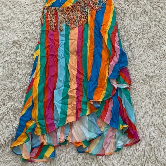 NWT farm rio striped scarf wrap maxi dress in rainbow - Picture 8 of 11